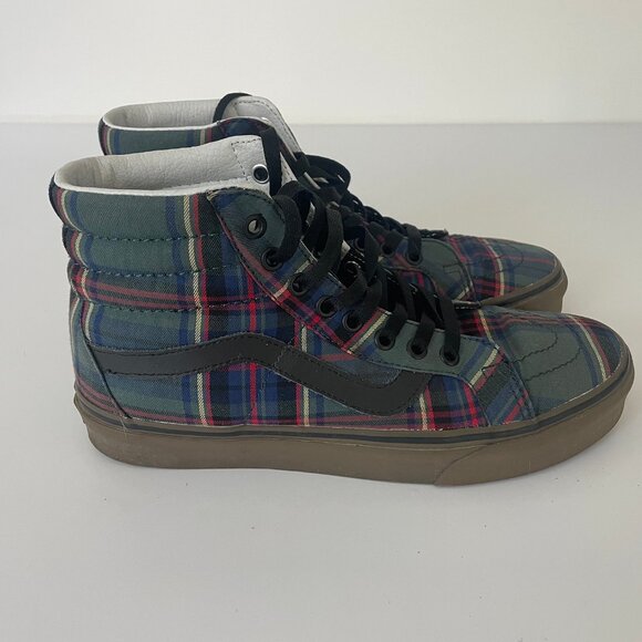 Vans Sk8-Hi Top Reissue Tartan Gum Black Classic Blue Green Red - Picture 3 of 5